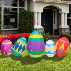 Northlight Inflatable Lighted Easter Eggs Outdoor Decoration - 10' Multi