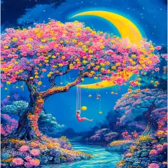 Diamond Painting Kits,Moon Diamond Art for Adults,5d Diamond Painting Kits for Adults,Scenery Diamond Art Kits with Diamond Painting Accessories for Home Wall Decor 12 x 16inch