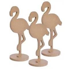 Pack of 3 - Little Birdie MDF Decorable Flamingo With Base 5.5 mm-Flamingo With Base