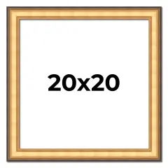 20x20 Traditional Gold Picture Frame - UV Acrylic, Foam Board Backing, Hanging Hardware