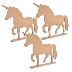 Pack of 3 - Little Birdie MDF Base Standing Unicorn 12"X9.5"-Standing Unicorn