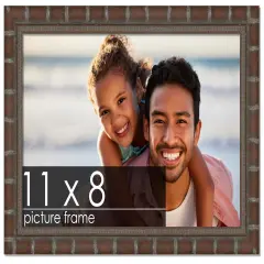 11x8 Modern Bamboo Picture Frame with UV-Resistant Acrylic & Acid Free Backing, Available in5 Finishes - Gold, Silver, Brown, Black, and Natural