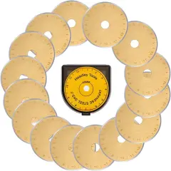Titanium Coated 45mm Rotary Cutter Blades 15 Pack Fits Olfa, Fiskars, Replacement Rotary Blade for Arts Crafts Quilting Scrapbooking Sewing, Sharp and Durable