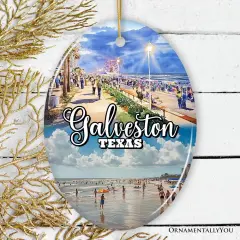 Galveston Cultural Ceramic Ornament, Texas Coastal Christmas Gift