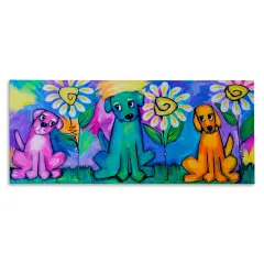 Stupell Industries Puppy Trio with Daisies Canvas By Nettie Price