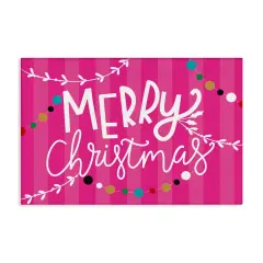Stupell Industries Merry Christmas over Pink Stripes Canvas By Louise Allen Designs