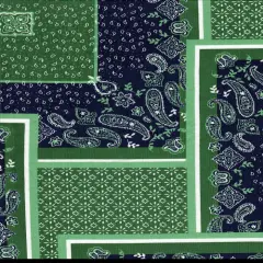 1 Yard DTY Bandana Paisley Patchwork Stretch Fabric 58/60 Inch Wide Smooth Knit for Custom Fashion & Crafts GREEN