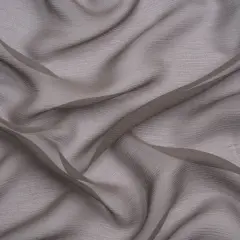 1 Yard Crinkled Silk Chiffon Dark Silver Sheer Lightweight Draping Fabric, 43 Inches Wide