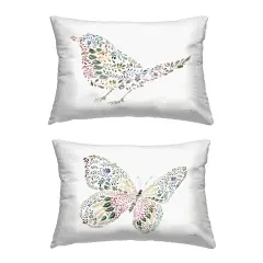 Botanical Pattern Fauna 2 PC Outdoor Printed Pillow Set Design by Danhui Nai, 14 x 7 x 20