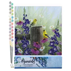 Figured'Art Paint by Numbers Kit for Adults Goldfinch Birds 16"x20" - Craft Art Painting DIY Kit Rolled Canvas without frame