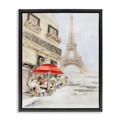 Stupell Industries Sunday Lunch Eiffel Tower Floater Framed Canvas Wall Art Design by Lanie Loreth