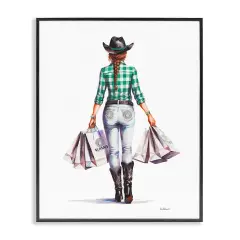 Stupell Industries Country Cowgirl Shopper Framed Giclee Wall Art Design by Amanda Greenwood