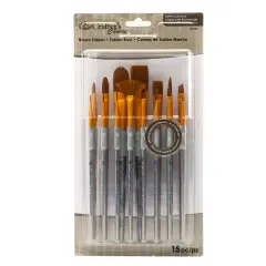 RCC 602 | Crafter's Choice&trade; 15pc Brown Taklon Variety Brush Set