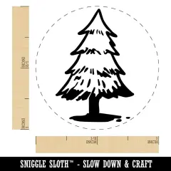 Hand Drawn Pine Tree Conifer Redwood Christmas Self-Inking Rubber Stamp Pink