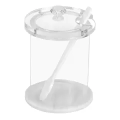 Round Lucite Honey Dish with White Marble Base and Spoon
