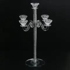 Tall Crystal Candelabra 5 Arms Clear