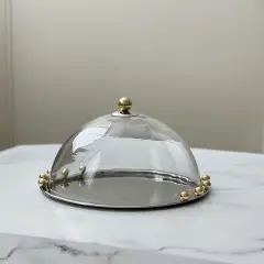 Stainless Steel Cake Dome With Gold Balls
