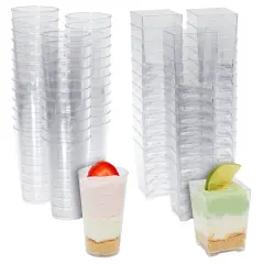 72 Pieces Assorted Dessert Cups for Appetizers, Snacks, Plastic Shot Glasses 3oz and 5oz, Cups for Anniversary, Wedding Reception, Baby Shower, Birthday Party (Serves 36) Clear