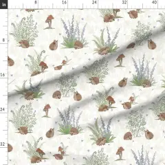 Various Fabrics by the Yard or Fat Quarter Hedgehog Gender Neutral Nursery Woodland Boy Girl Mushroom Custom Printed Fabric by Spoonflower