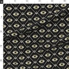 Various Fabrics by the Yard or Fat Quarter Mystic Geometric On Black Art Deco Witchy Gothic Custom Printed Fabric by Spoonflower