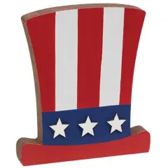 Americana Uncle Sam Hat Wooden Block &ndash; Patriotic Freestanding Shelf Sitter