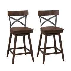 Swivel Bar Stools with Backrest & Footrest, Set of 2