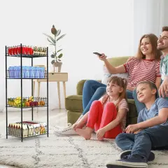 4-Tier Metal Water Bottle Organizer &ndash; Freestanding Floor Storage Rack for Kitchen, Pantry, or Bathroom | Adjustable Dividers & Feet, Rust-Proof Black Design (12.5"x16.7"x46.2")