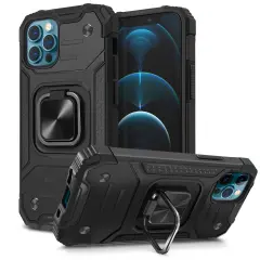 Insten Rugged Dual-Layer Case Compatible With iPhone 12 Pro Max Case 6.7 inch (2020) Full Body Heavy Duty Case with 360 Ring Kickstand, Anti-Scratch Anti-shock Drop Protection, Black