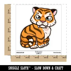 Water Bottle Sticker Set Cute Tiger Cub Kitten Cat Stripes Cute Waterproof Vinyl Stickers Pack Decal, Skateboard, Laptop, Car, Window, Bumper - 5 Pack