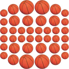 40-Piece Basketball Cut Outs in Orange and Black, Sports Theme Birthday Party Decorations, Game Day Celebrations, Classroom D&eacute;cor, 4" - 12"