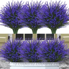 12 Bundles Summer Bushes Fake Outdoor Flowers
