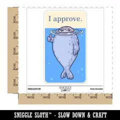 Water Bottle Sticker Set I Approve Seal In Water Thumbs Up Cute Waterproof Vinyl Stickers Pack Decal, Skateboard, Laptop, Car, Window, Bumper - 5 Pack