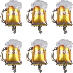 10 Pcs Beer Mug Cheers Foil Balloons Gold 16 Inch Mylar Balloon Beer Theme Party Decoration