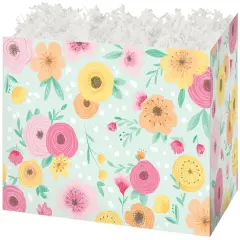 Pack/6: Floral Mint Basket Box - 10-1/4 x 6 x 7-1/2"
