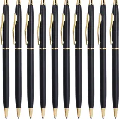 Black Pens Ballpoint Pens - Black Ink Bulk Pens 1.0 mm Medium Point Smooth Writing Office Pens for Men Women Police Uniform Office Business, 10 Pack (Black)