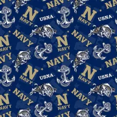 Licensed NCAA US Naval Academy Tone on Tone USNA-1178 Cotton Fabric by the Yard