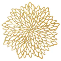 Wrapables Vinyl Metallic Colored Placemats for Weddings, Parties, Special Events (Set of 4), Gold Blossom