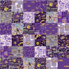 Licensed NCAA Louisiana State University Cheater Quilt Cotton Fabric by the Yard