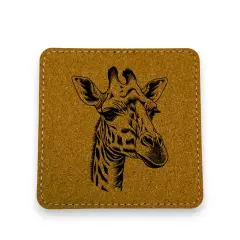 Coaster - Giraffe - SET OF 2 - Leather or Stitched Cork Stitched Cork/Black
