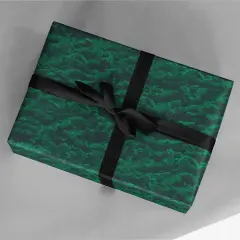 Dark Green Holiday Trees Gift Wrap