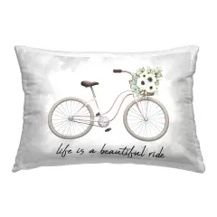Beautiful Ride Floral Bike Decorative Printed Throw Pillow Design by Kim Allen, 14 x 7 x 20