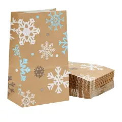36 Pack Bulk Snowflakes Christmas Gift Bags, 5.15 x 3.2 x 8.5 Inch Christmas Goody Bags for Kids, Holiday Party Favor for Gifts, Treats, and Snacks