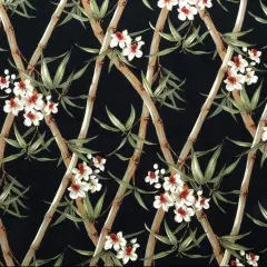 1 Yard Bamboo Branches with Flowers and Leaves Fabric Upholstery Fabric 100% Cotton 56-58 Inches Wide