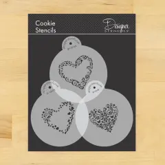 Swirl Valentine Heart Cookie Stencils | C202 by Designer Stencils | Cookie Decorating Tools | Baking Stencils for Royal Icing, Airbrush, Dusting Powder | Reusable Plastic Food Grade Stencil for Cookies | Easy to Use & Clean Cookie Stencil