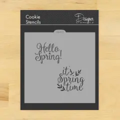 Hello Spring! and It's Springtime Cookie & Craft Stencil | CM093 by Designer Stencils | Cookie Decorating Tools | Baking Stencils for Royal Icing, Airbrush, Dusting Powder | Craft Stencils for Canvas, Paper, Wood | Reusable Food Grade Stencil