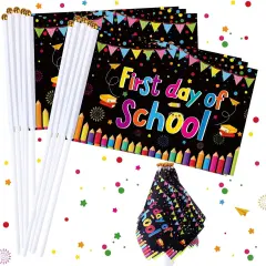 30 Pcs First Day of School Flags Small Mini Handheld Flags
