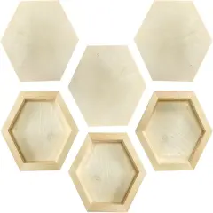 6 Pieces 6'' x 7'' Unfinished Wooden Hexagon Painting Panel Boards