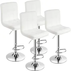 Costway Set of 4 PU Leather Bar Stool Swivel Bar Chair w/ Adjustable Height