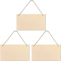 3pcs Unfinished Wood Sign Blank Rectangle Hanging Wooden Plaque