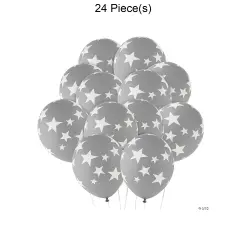 Stars 11" Latex Balloons 24 Pc Gray